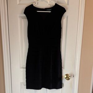 Lauren Ralph Lauren Black Cap-Sleeve Tiered Sheath Dress